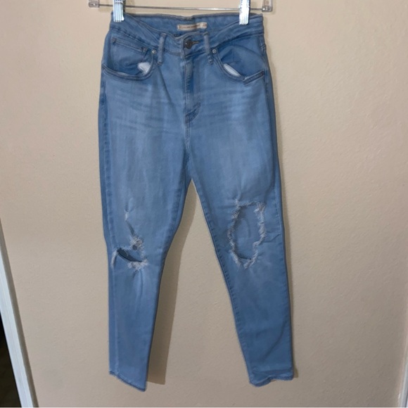 Levi's high rise skinny ankle blue jeans distressed indie outdoor country pants - Picture 7 of 15